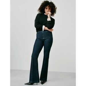 Spanx SPANXshape EveryWear Flare Jeans in Raw Indigo Dark Wash Size Large
